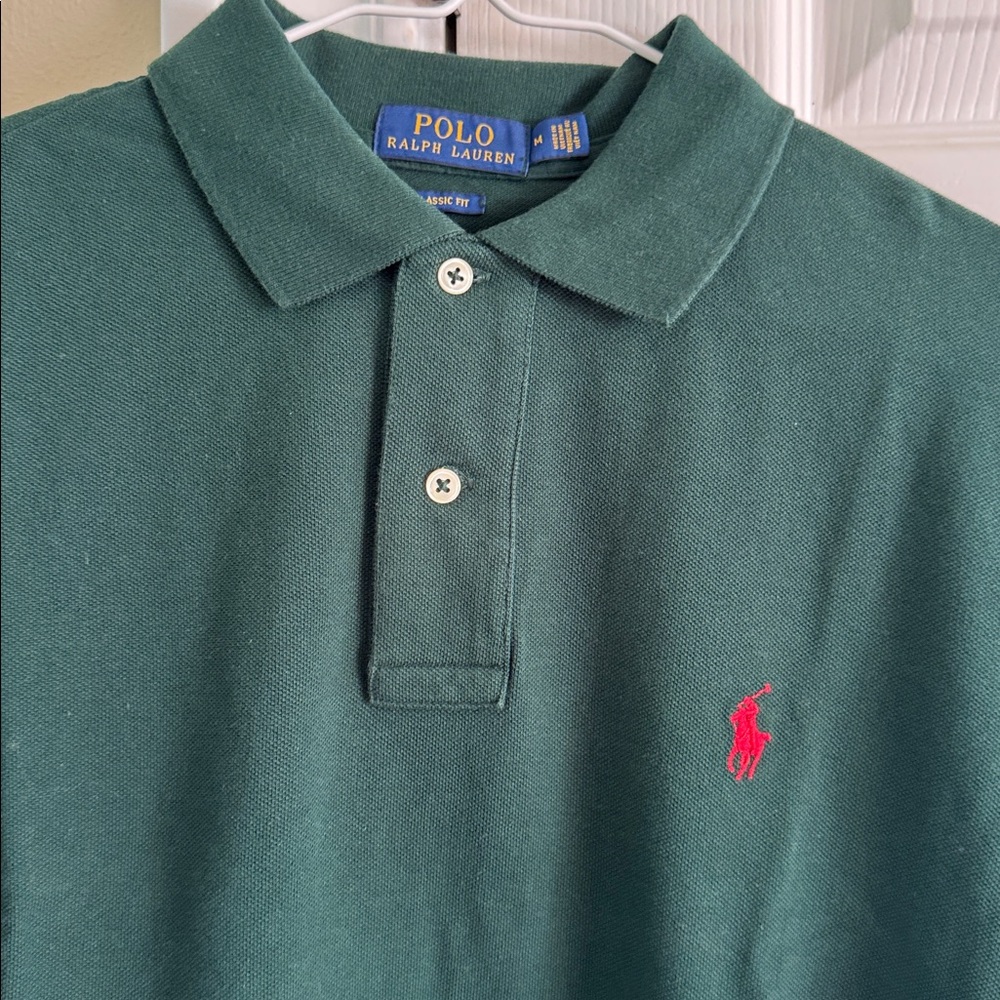 Polo Ralph Lauren Forest Green Polo Shirt with Red Logo